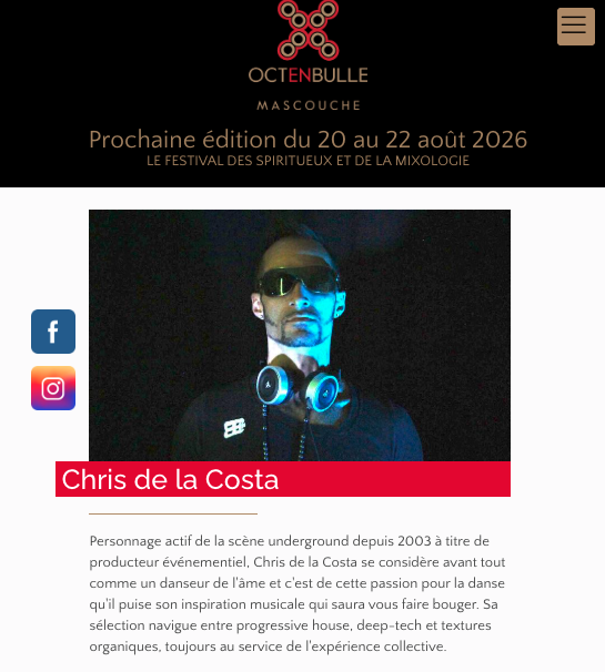 Chris de la Costa — Octenbulle 2026, 20 au 22 août